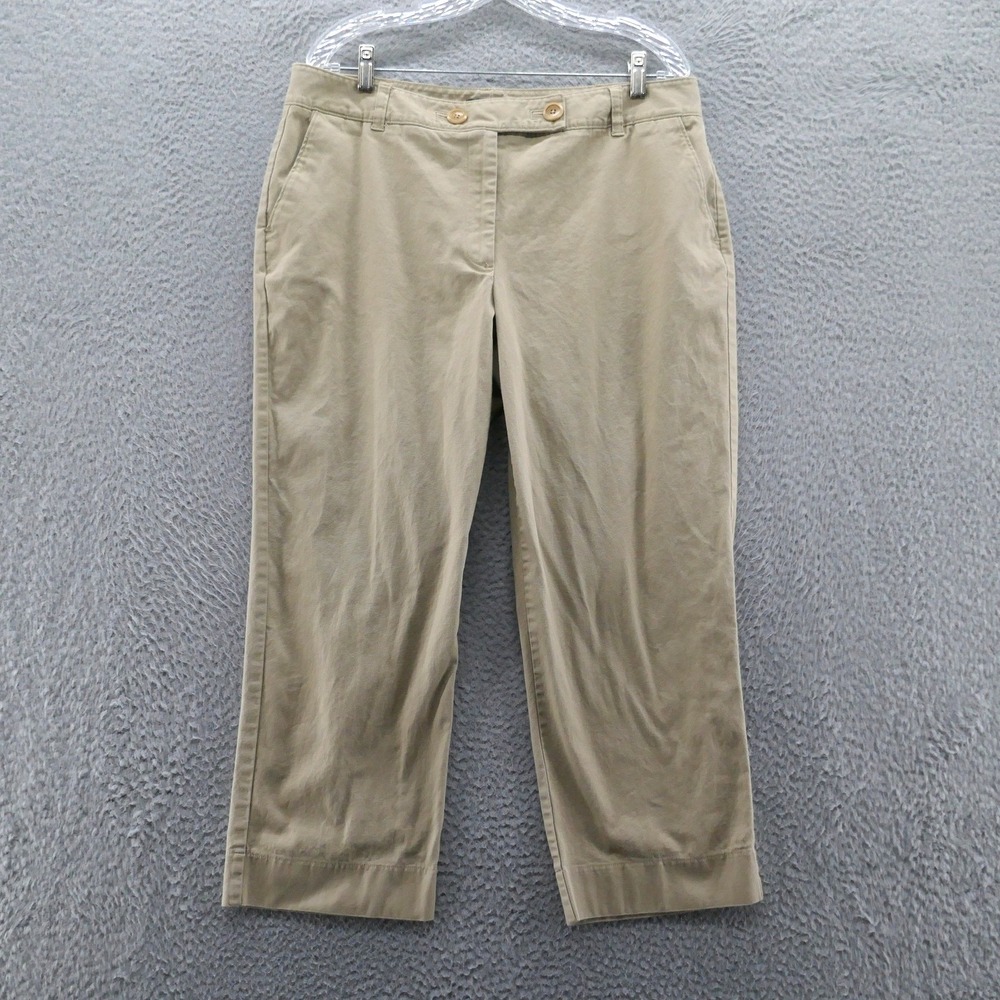 Talbots Womens 16 Khaki Tan Stretch Chino Cropped Straight Leg Pants Casual